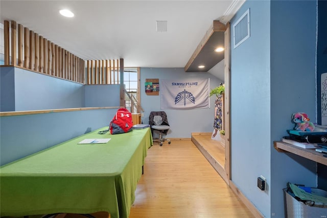 game room featuring light hardwood / wood-style flooring