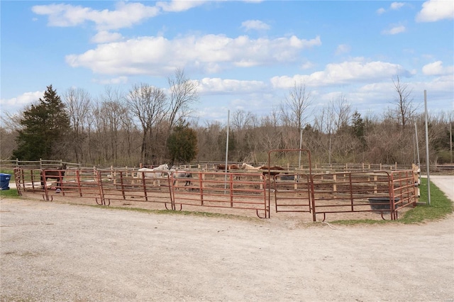 view of yard featuring an outbuilding and a rural view