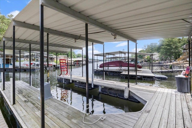 dock area featuring a water view