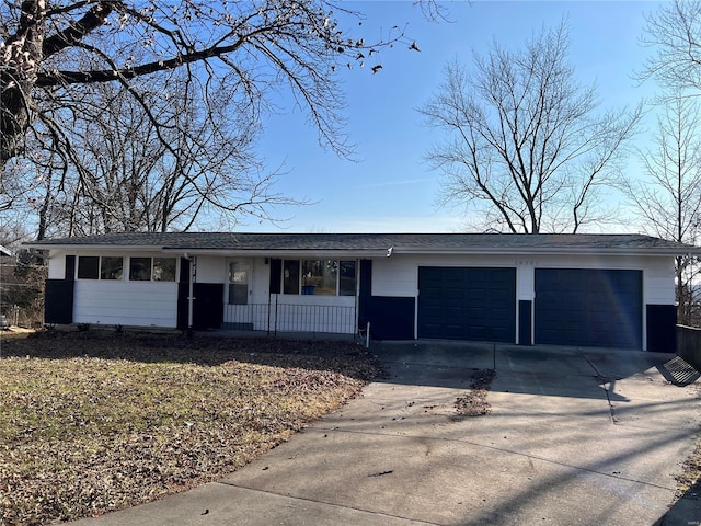 single story home with a garage