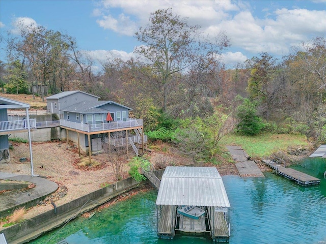 exterior space featuring a water view