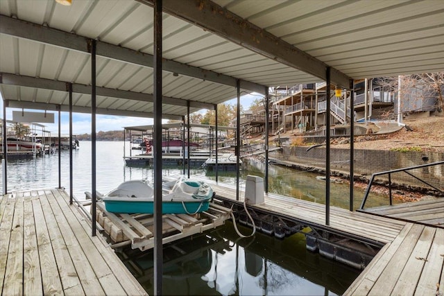 view of dock featuring a water view