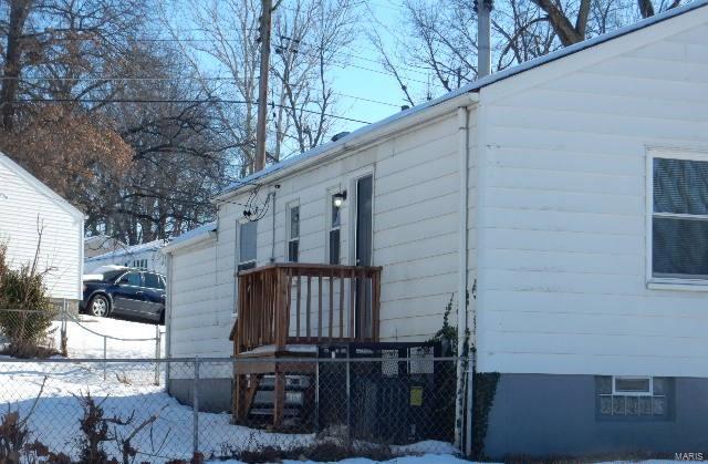 view of snow covered exterior