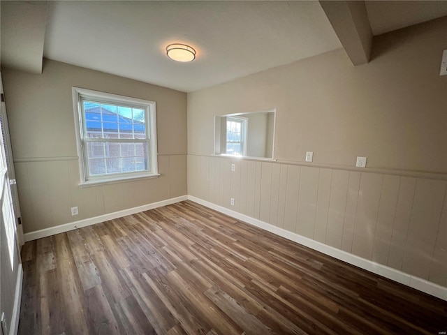 spare room featuring wood-type flooring