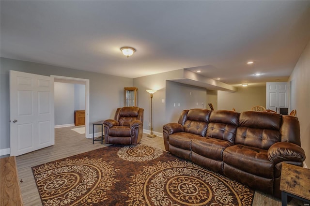 living room with hardwood / wood-style flooring