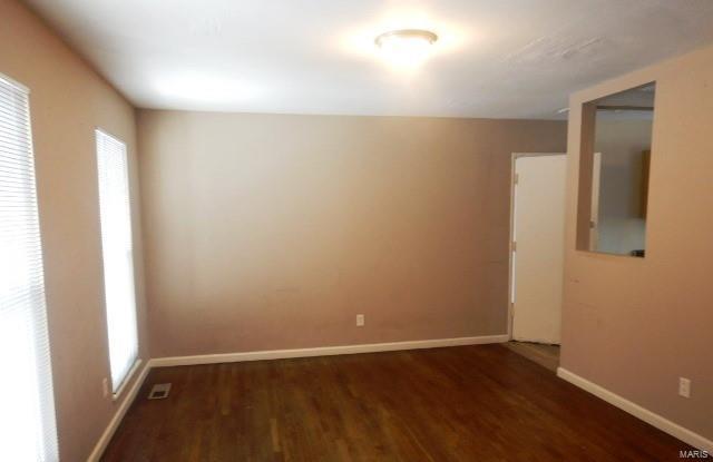 spare room with dark wood-type flooring