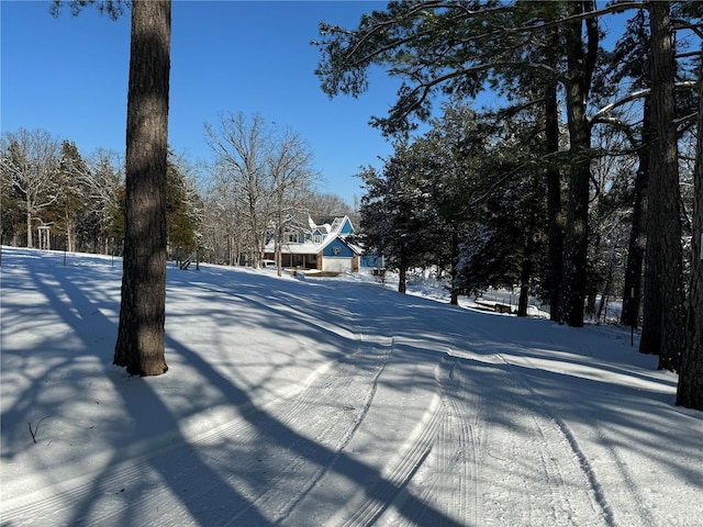 view of yard covered in snow