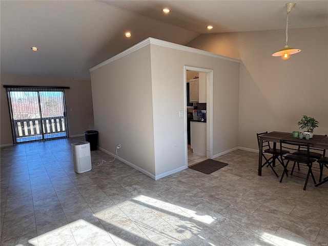 interior space featuring lofted ceiling