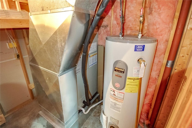 utilities featuring water heater and heating unit