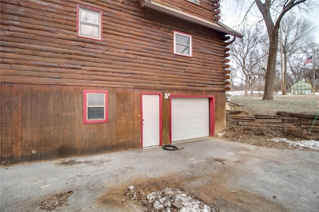 view of garage