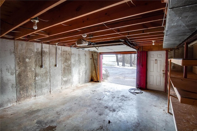 garage with a garage door opener