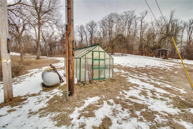 view of snow covered structure