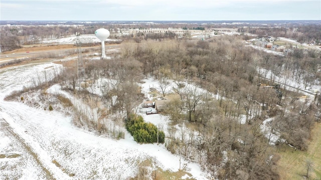 snowy aerial view with a rural view