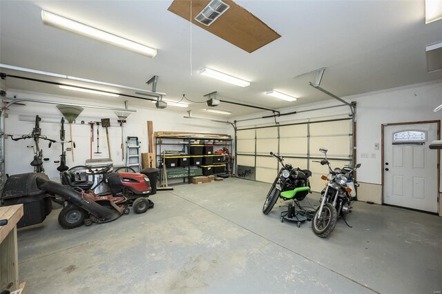 garage with a garage door opener