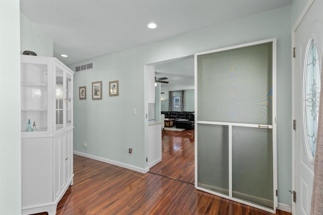 hall featuring dark hardwood / wood-style floors