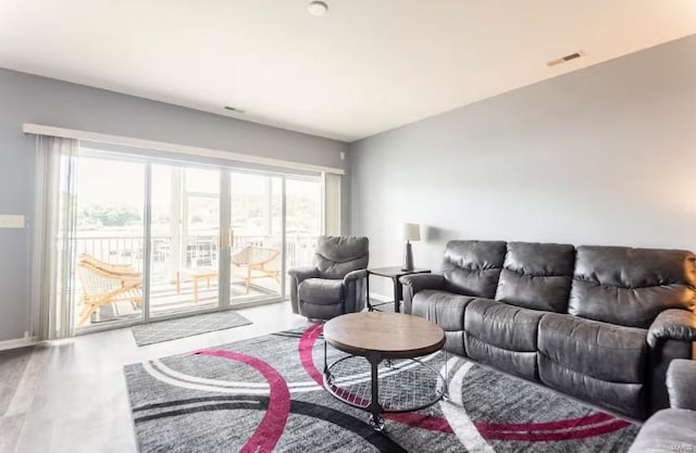 living room featuring hardwood / wood-style flooring