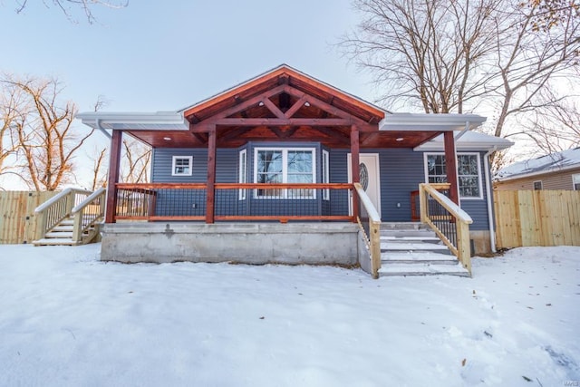 view of front of home featuring covered porch