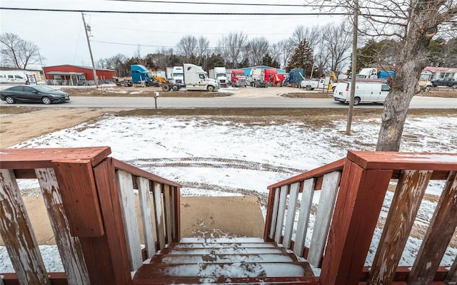 view of yard covered in snow