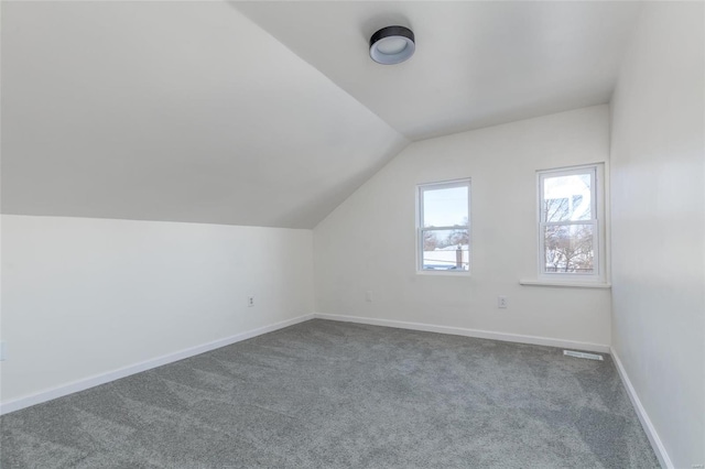 additional living space with carpet and vaulted ceiling