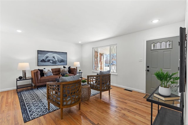 living room featuring light hardwood / wood-style floors