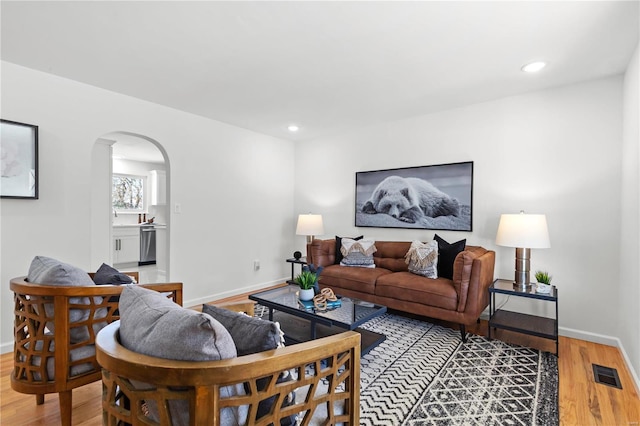 living room featuring wood-type flooring