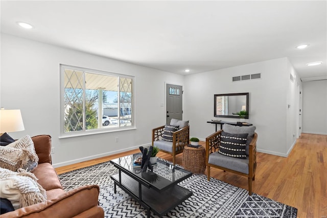 living room featuring light hardwood / wood-style floors