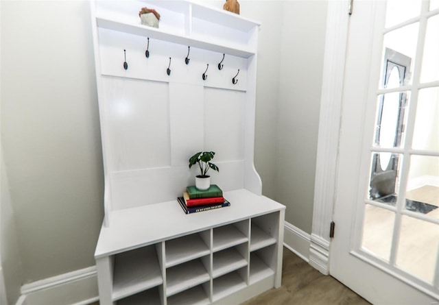 mudroom featuring hardwood / wood-style floors