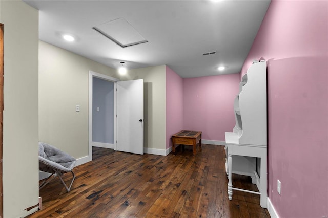 interior space with dark wood-type flooring