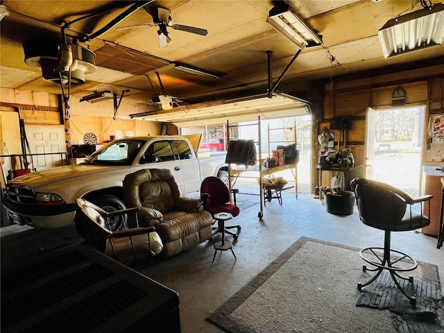 garage with a garage door opener