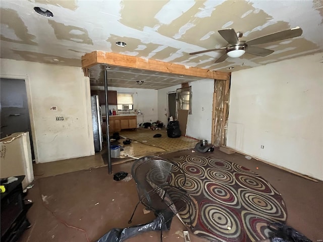 interior space with stainless steel fridge