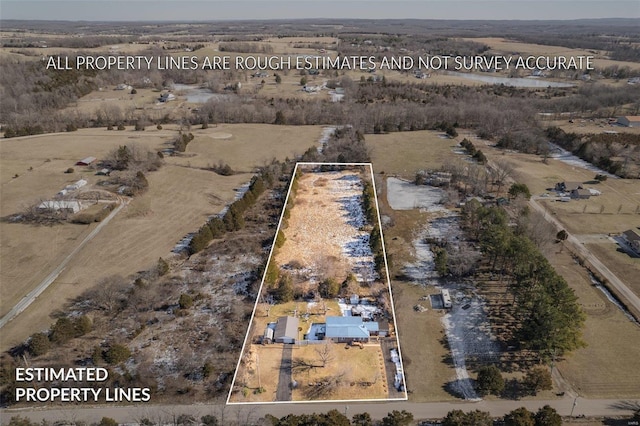 drone / aerial view featuring a rural view