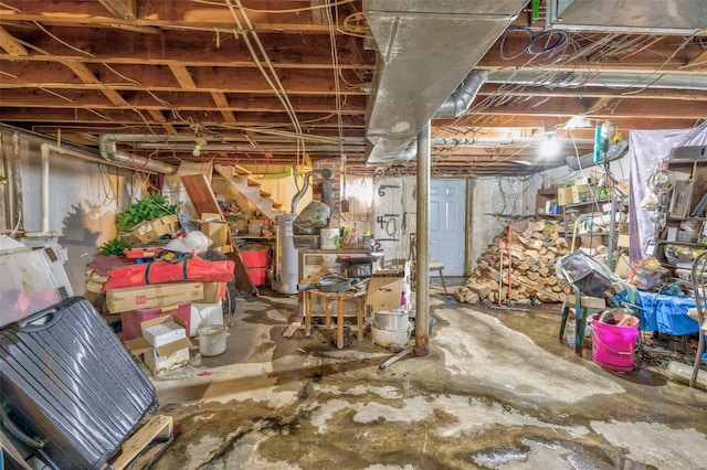 basement with gas water heater