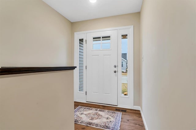 foyer entrance with wood-type flooring