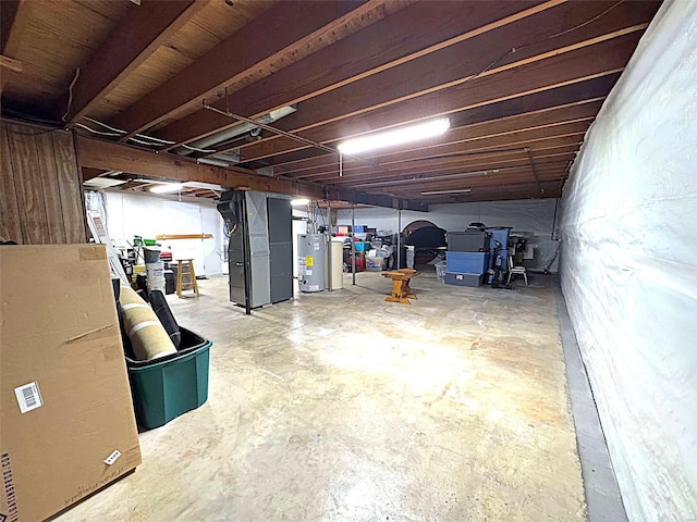 basement with gas water heater