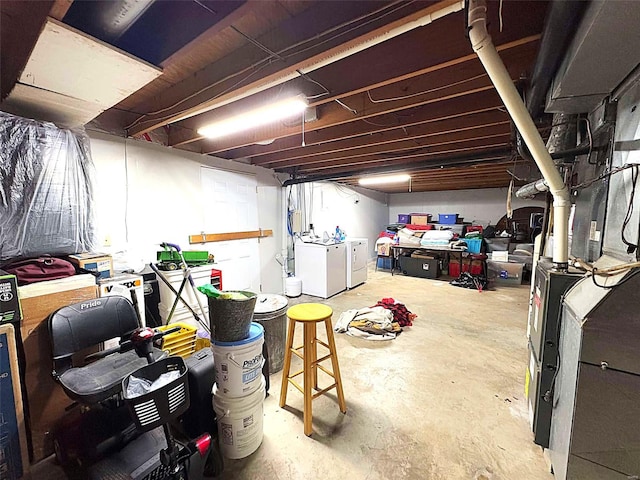 basement with independent washer and dryer