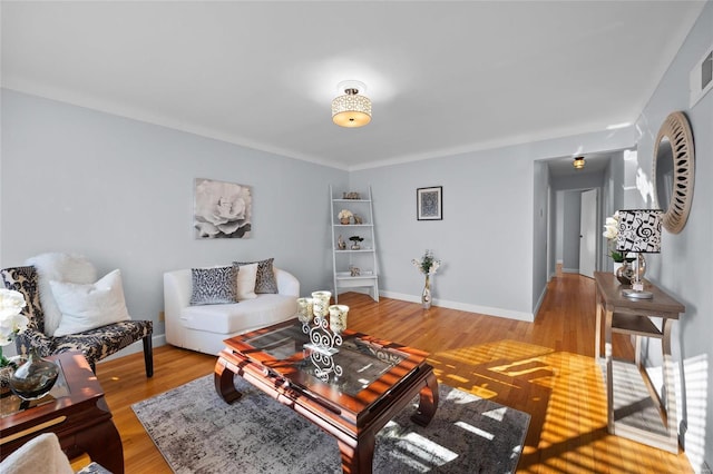 living room featuring wood-type flooring