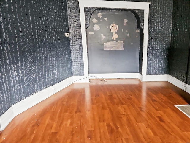 empty room with hardwood / wood-style floors