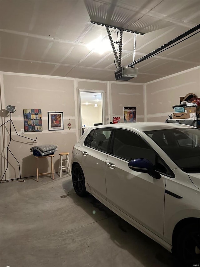 garage with a garage door opener