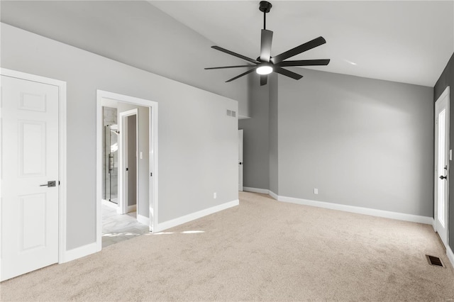 unfurnished bedroom with light carpet and ceiling fan