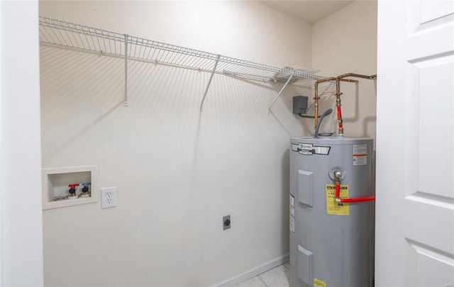 utility room with electric water heater