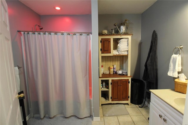 bathroom featuring vanity and tile patterned floors