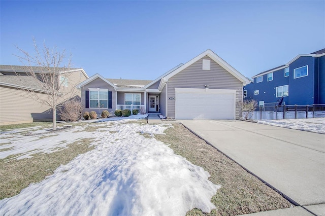 single story home featuring a garage