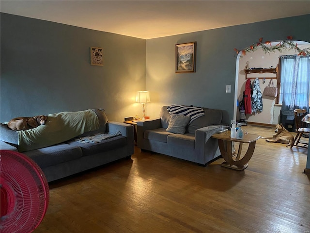 living room with wood-type flooring