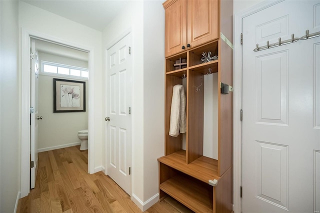 mudroom featuring light wood-type flooring