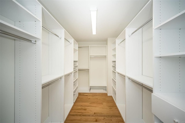 walk in closet with light wood-type flooring