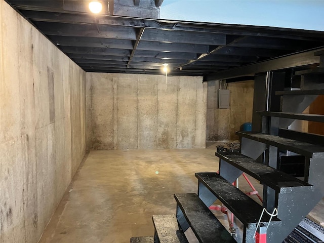 basement with electric panel