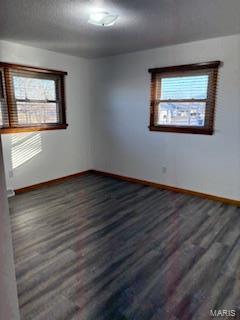 spare room featuring dark wood-type flooring