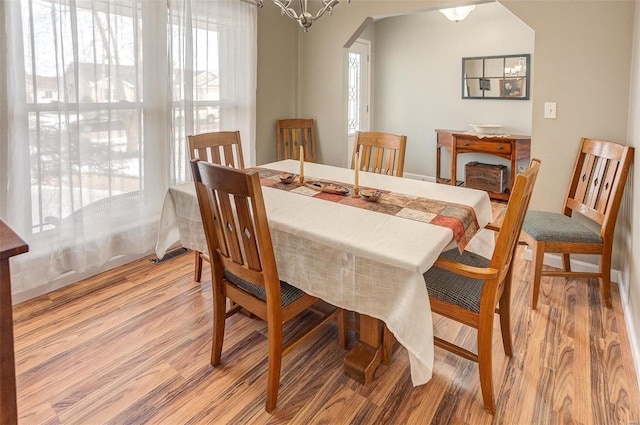 dining space featuring light hardwood / wood-style flooring