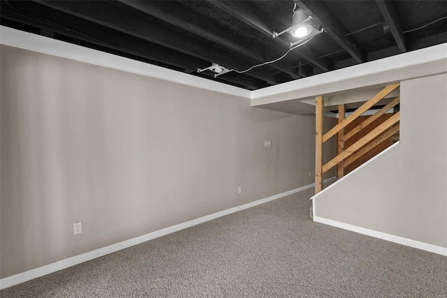 basement featuring carpet floors