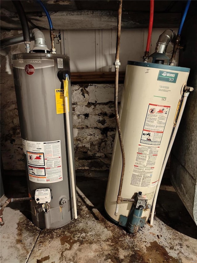 utility room with water heater